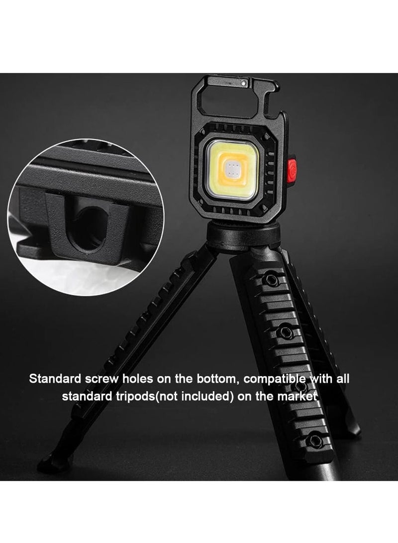 Mini COB Flashlight Portable Camping Light Rechargeable Keychain Light Emergency Light with 7 Light Modes Folding Bracket Bottle Opener Magnet Base - Image 5