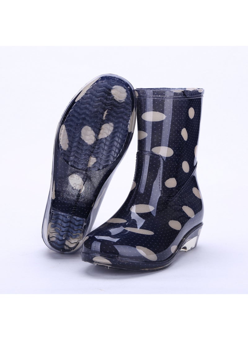 Generic Korean Style Fleece-lined Mid-barrel Fashion Rain Boots Womens Outerwear New Fashionable Crystal Work Womens Rain Boots203 dot Black 203 dot Black 
