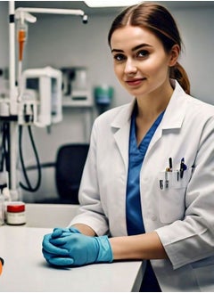 زالكون قفازات Zalcoon Nitrile Exam، زرقاء، خالية من البودرة، خالية من اللاتكس، مثالية للمطاعم والصالونات والمطبخ والتنظيف وإعداد الطعام (عبوة واحدة × 100 قطعة)  - Image 3