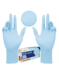 زالكون قفازات Zalcoon Nitrile Exam، زرقاء، خالية من البودرة، خالية من اللاتكس، مثالية للمطاعم والصالونات والمطبخ والتنظيف وإعداد الطعام (عبوة واحدة × 100 قطعة)  - Image 1