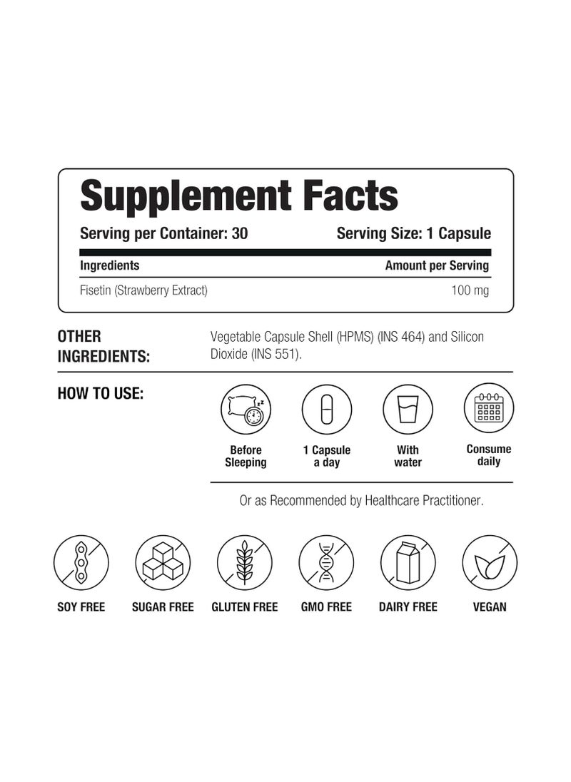 Decode Age Decode Age  Fisetin Supplement Strawberry extract Eliminates damaged cells , Boost cellular health, Enhances cardiovascular health, Nurtures skin 30 vegan capsules.  - Image 5