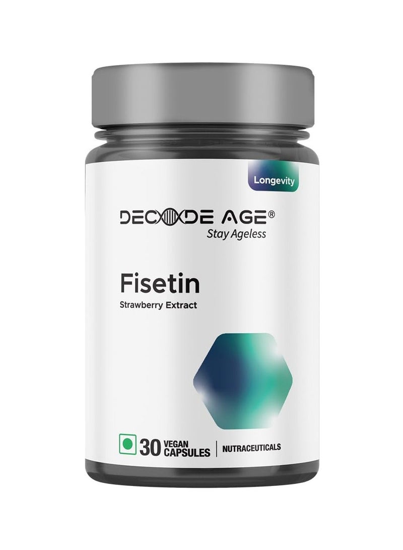Decode Age  Fisetin Supplement Strawberry extract Eliminates damaged cells , Boost cellular health, Enhances cardiovascular health, Nurtures skin 30 vegan capsules. - Image 1
