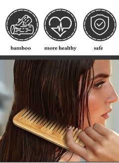 TRENZ Bamboo Hair Comb Wide Tooth Detangling Comb Detangling for wet and dry Hair  - Image 2