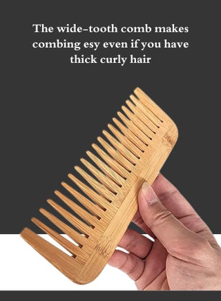 Wide-tooth wooden comb made of natural bamboo - R51 - view 3