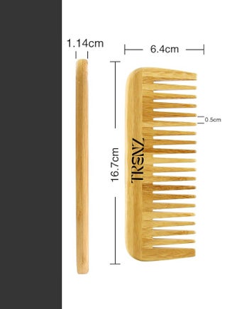 Wide-tooth wooden comb made of natural bamboo - R51 - view 4