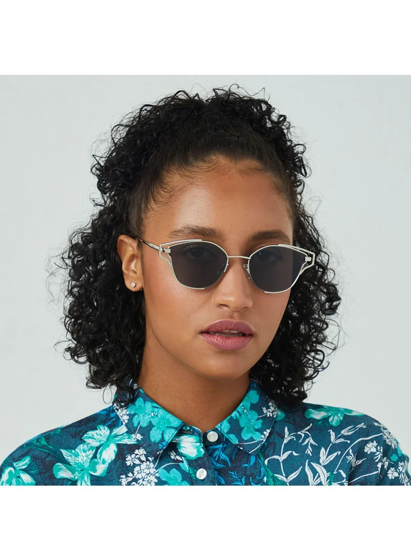 Blackout HYPATIA Women Silver Sunglasses - Frame Material: Metal- Frame Color: Silver-Lens Color: Black  - Full Rim