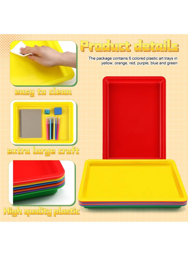 Plastic Art Trays Art and Craft Tray Plastic Tray,5 Pieces Stackable Activity Tray Crafts Organizer Tray for DIY Projects, Painting,9.6 * 7.08 * 0.9inch - Image 2