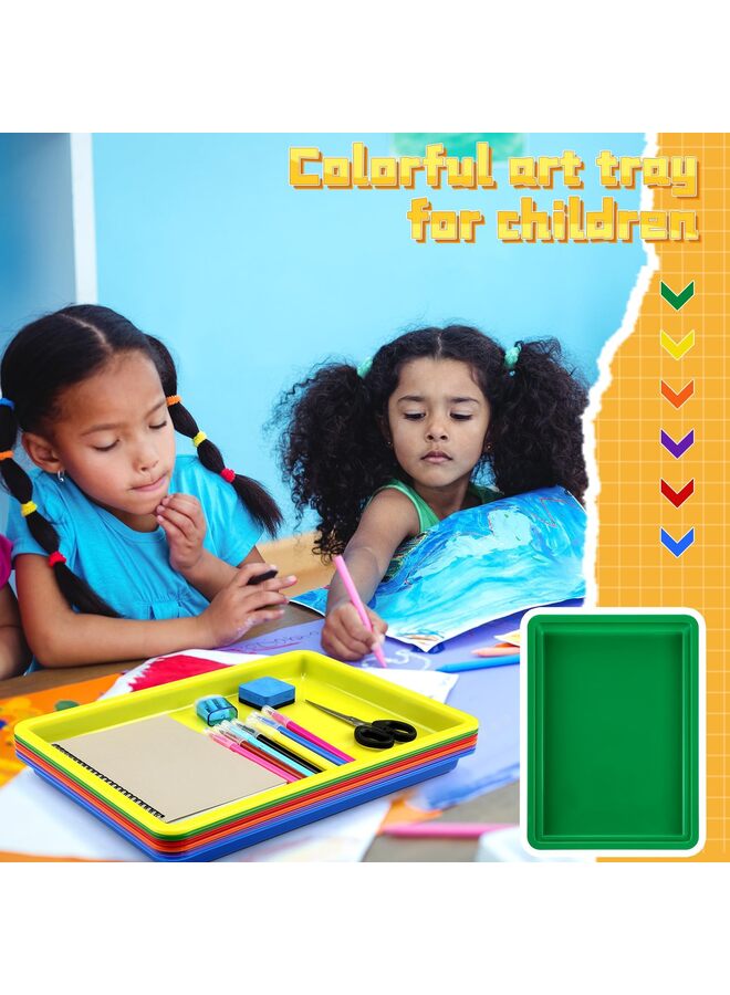 Plastic Art Trays Art and Craft Tray Plastic Tray,5 Pieces Stackable Activity Tray Crafts Organizer Tray for DIY Projects, Painting,9.6 * 7.08 * 0.9inch - Image 3