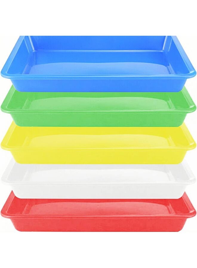 Plastic Art Trays Art and Craft Tray Plastic Tray,5 Pieces Stackable Activity Tray Crafts Organizer Tray for DIY Projects, Painting,9.6 * 7.08 * 0.9inch - Image 1