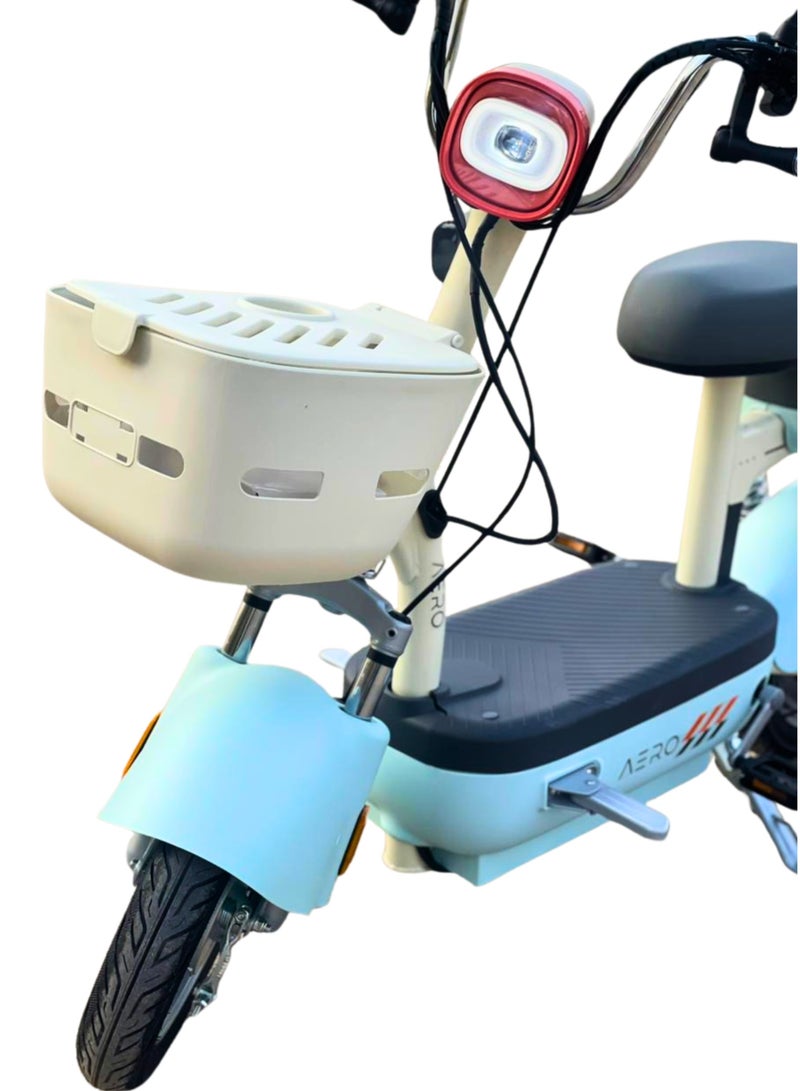 إيرو سكوتر كهربائي Aero Yoummy بدواسات – بطارية جرافين، مقعد مزدوج، أزرق فاتح - Image 2