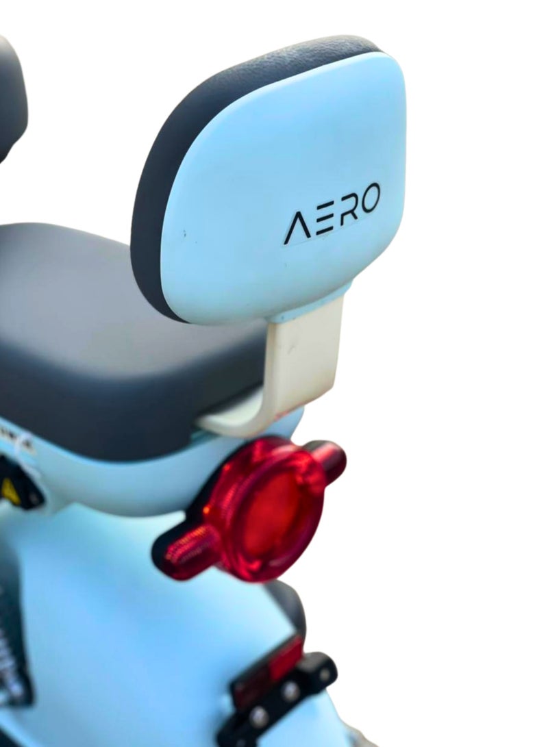 إيرو سكوتر كهربائي Aero Yoummy بدواسات – بطارية جرافين، مقعد مزدوج، أزرق فاتح - Image 5