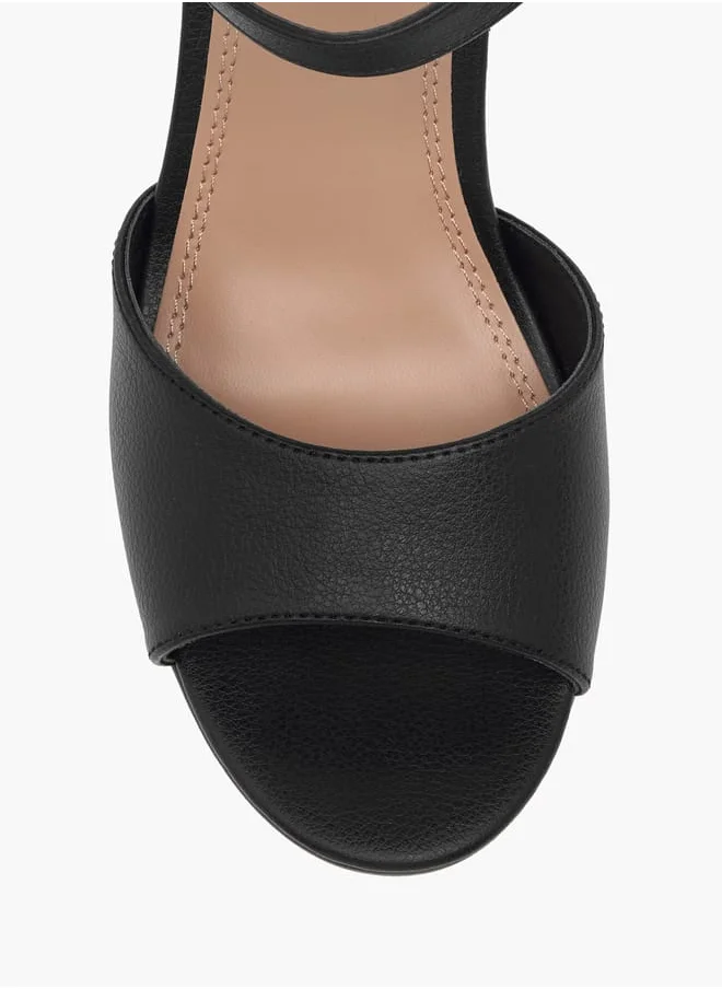 سيليست Women's Textured Sandals with Block Heels and Buckle Closure