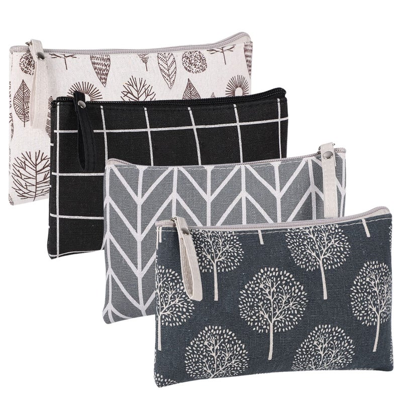 SUMAJU 4 Pcs Canvas Cosmetic Bag, Multi-Function Travel Makeup Bag Cosmetic Pouch with Zipper Travel Toiletry Bag Travel Size Toiletries Christmas Gifts Stocking Stuffers for Women - Image 1