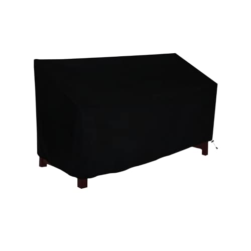 KHOOBREZ Indoor Outdoor Bench, 2-Seater Patio Chair Dust Waterproof Garden Furniture Sofa (Black), Polyester - Image 1