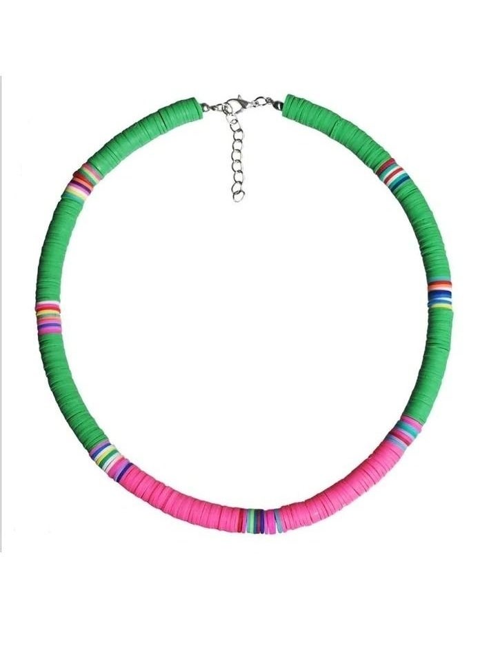 Fashionbox - Chunky Surfer Choker Pink/ Green - Image 1