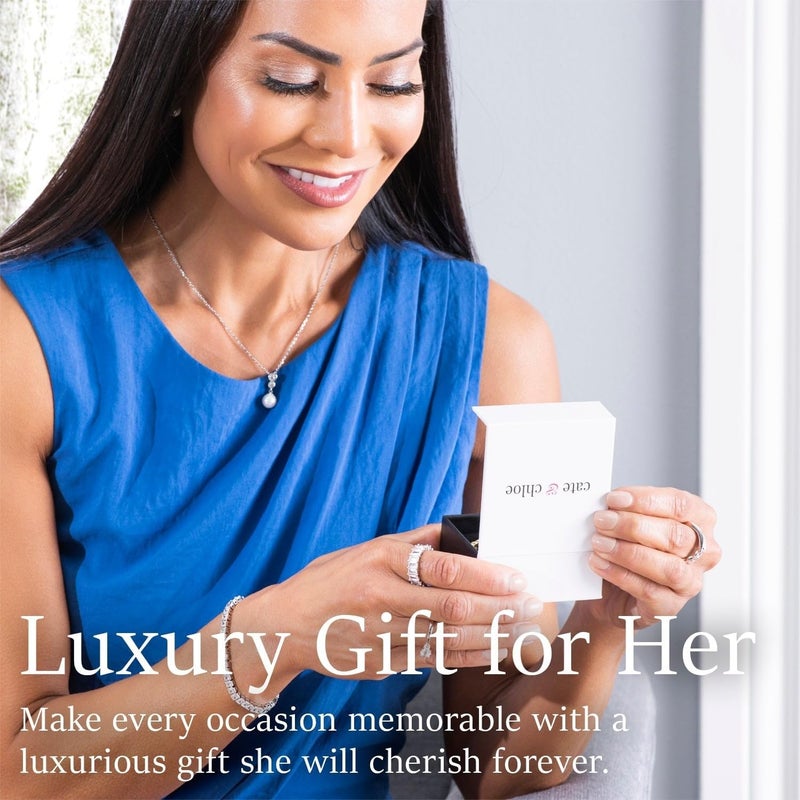 Cate & Chloe 18k White Gold July Birthstone Stud Earrings with Solitaire 1ct Simulated Diamond Crystals, Ruby Birthstone Earrings for Women, Gift for Her - Image 4