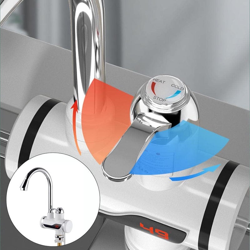 klarako Tankless Electric Water Heater with Temperature Display, Shower Heater Water Heating Tap for Home and Bathroom Facilities  Under Adapter - Image 3