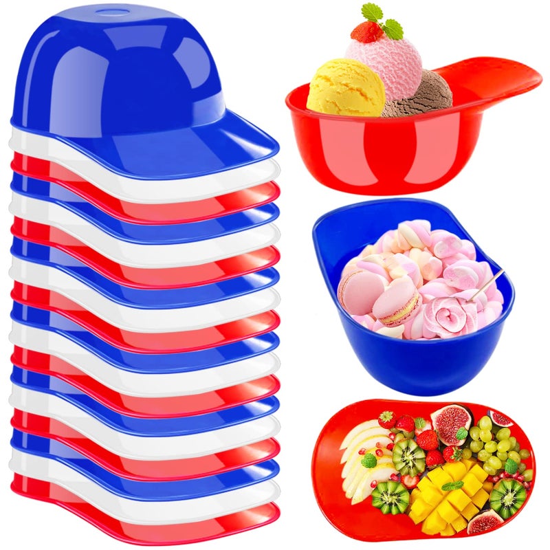 Szsrcywd Szsrcywd 24 Pack Plastic Baseball Helmet Bowl8oz Mini Ice Cream Dessert Baseball Cap BowlsParty Snack Cups for Birthday Party SuppliesRed Blue and White