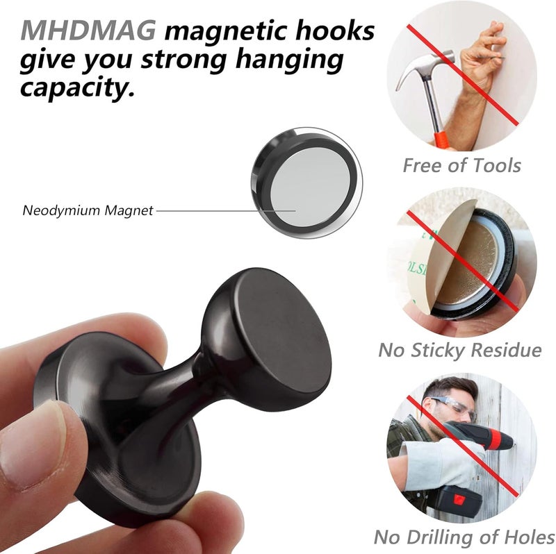 MHDMAG Coat Magnetic Hooks, Magnet Hooks Heavy Duty Magnet Hanger, Magnetic Push Pins with Rare Earth Neodymium for Hang Bags, Home, Office, Workplace, Refrigerator or Travvel (D36 Black -4) - Image 4