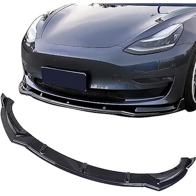 FLAMPETUS Fit Tesla Model 3 Front Bumper Lip Kit Front Spoiler Wing Glossy Black Splitter Trim Model 3 Accessories 2017-2023 - Image 1