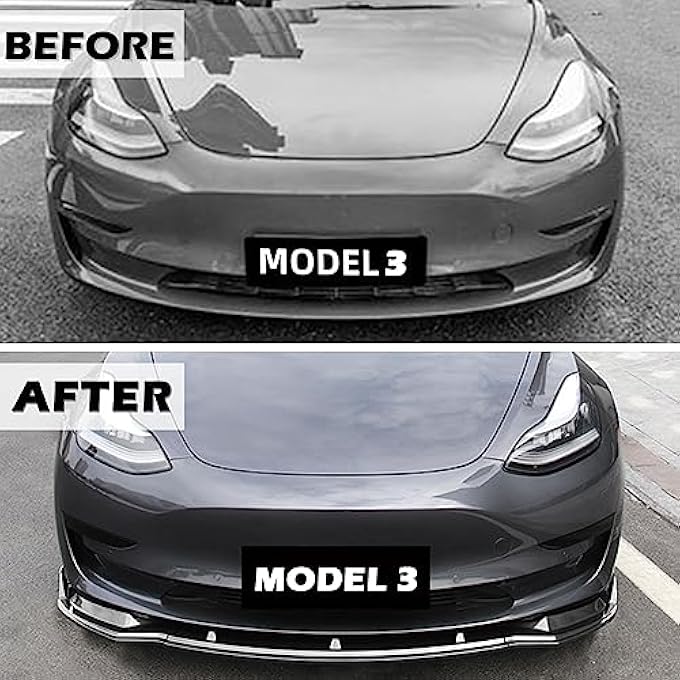 FLAMPETUS Fit Tesla Model 3 Front Bumper Lip Kit Front Spoiler Wing Glossy Black Splitter Trim Model 3 Accessories 2017-2023 - Image 5