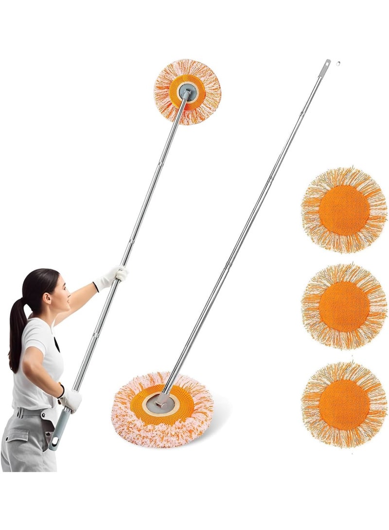 SYOSI Adjustable Wall Cleaning Mop, 360 Rotatable Extended Handle Mop for Floor Door Window Ceiling Dust Removal, Lightweight Household Cleaning Tool with 3 Reusable Mop Pads, 74 Inch - Image 1