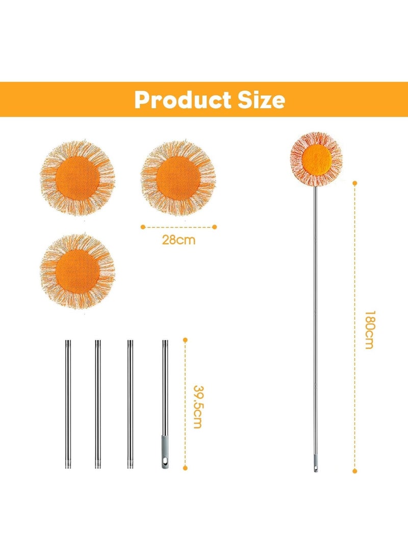 SYOSI Adjustable Wall Cleaning Mop, 360 Rotatable Extended Handle Mop for Floor Door Window Ceiling Dust Removal, Lightweight Household Cleaning Tool with 3 Reusable Mop Pads, 74 Inch - Image 2