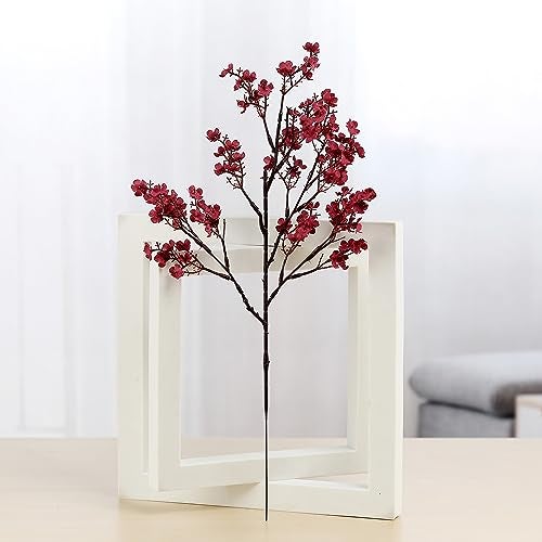 JAKY Global JAKY-Global Babys Breath Fabric Cloth Burgundy Artificial Flowers 6 Bundle European Fake Silk Plants Decor Wedding Party Decoration Bouquets Real Touch DIY Home Garden (Wine Red) - Image 4