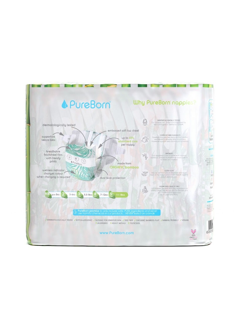 PureBorn Organic Baby Tape Style Diapers Size-5 11-18 kg Tropic Print 22 Diapers - Image 2
