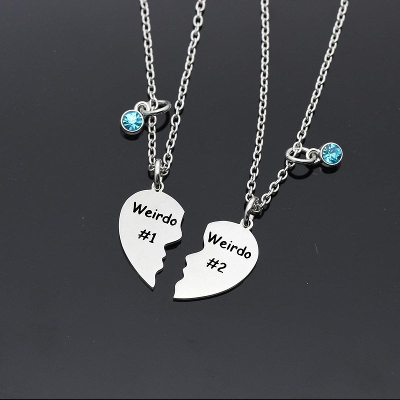 Maxforever Friendship Gifts, Weirdo 1 Weirdo 2psc Set Split Heart Pendant Necklaces BFF Gift for Best Friend - Image 4