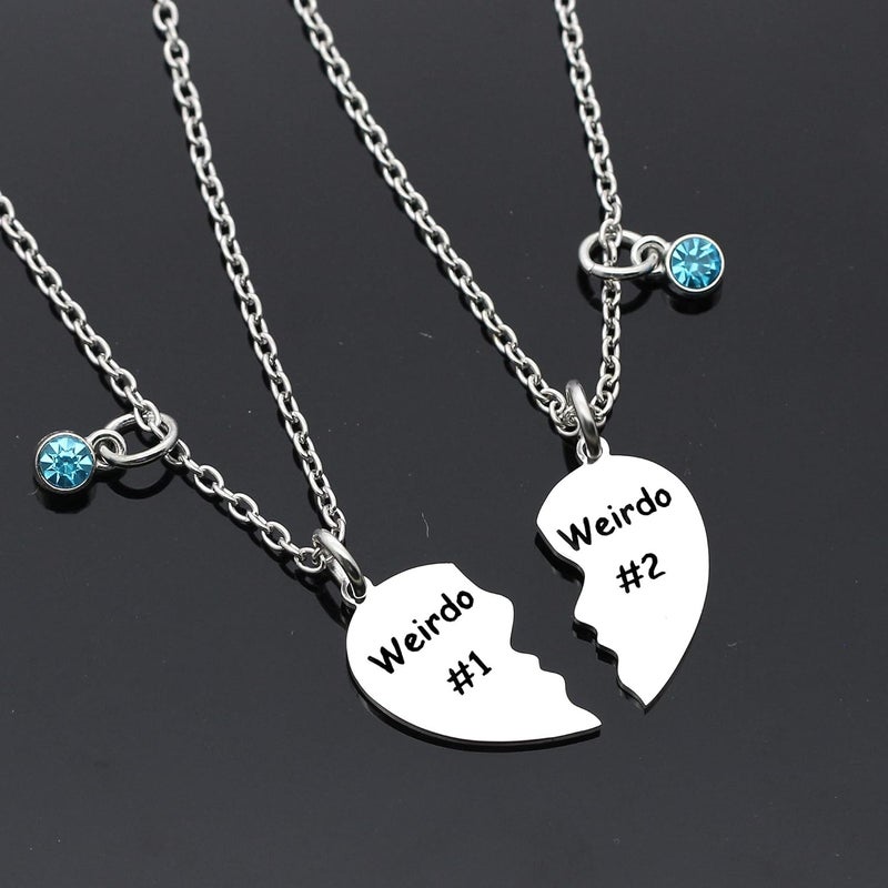 Maxforever Friendship Gifts, Weirdo 1 Weirdo 2psc Set Split Heart Pendant Necklaces BFF Gift for Best Friend - Image 5