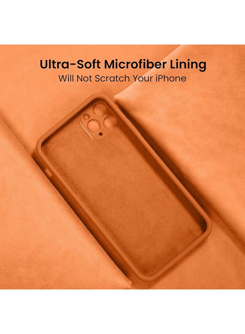 Theodor Protective Ultra Slim Fit Case Liquid Silicone Gel Cover with Full Body Protection Anti-Scratch Shockproof Case For iPhone 12 PRO MAX LIQUID SILICON ORANGE  - Image 4