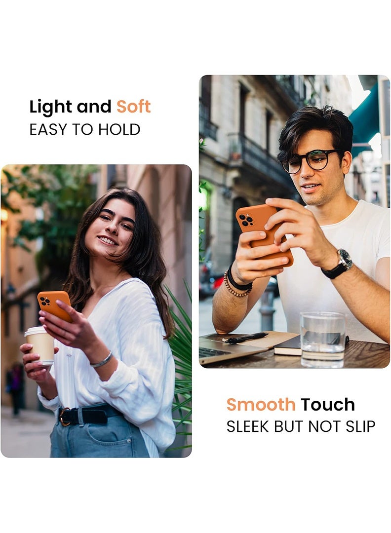 Theodor Protective Ultra Slim Fit Case Liquid Silicone Gel Cover with Full Body Protection Anti-Scratch Shockproof Case For iPhone 12 PRO MAX LIQUID SILICON ORANGE  - Image 5