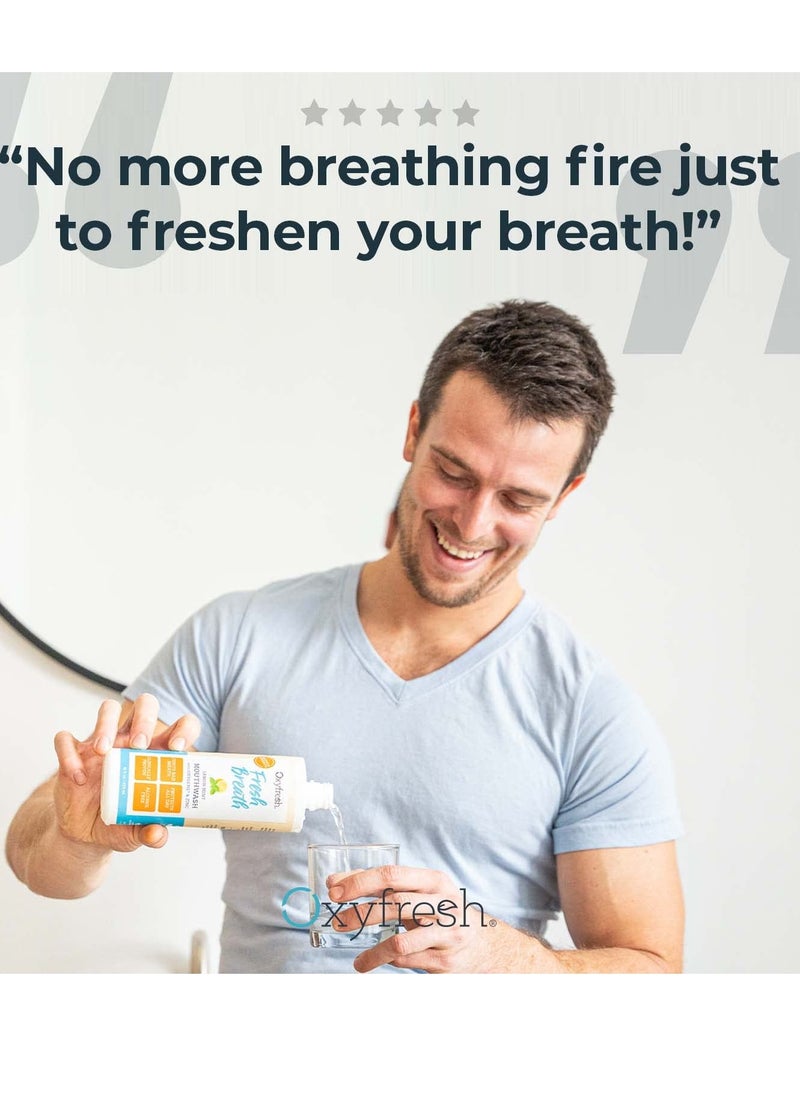 Oxyfresh - Oxyfresh Premium Lemon Mint Fresh Breath Mouthwash – Oral Rinse for Bad Breath – SLS & Fluoride Free Mouthwash – Alcohol Free, Gentle Non Burning Mouthwash with Xylitol & Essential Oils, 16 oz - Image 1
