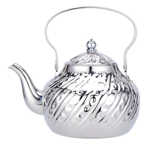 SANQIAHOME 2000ml stainless steel antique style teapotwith Infuser thickened boiling kettle lifting handleSilver - Image 1