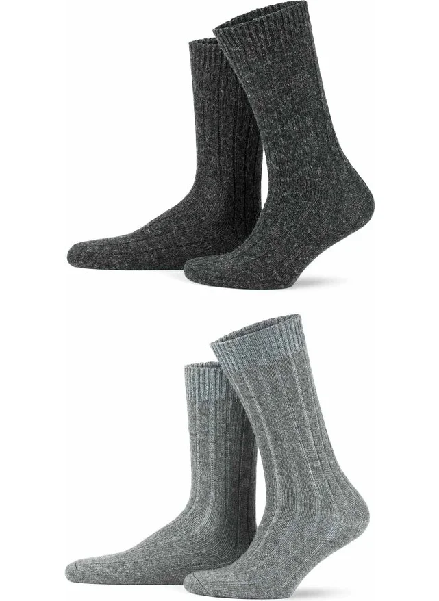 Aytuğ Men's Alpaca Wool Winter Socks 2 PACK SOCKS-3095 G/a