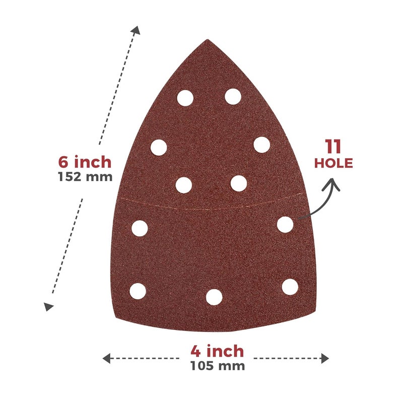 S SATC 50 PCS Mouse Sander Sandpaper 11 Holes 120 Grit Detail Sander Sandpaper Palm Sander Paper Hook and Loop Sander Pads Triangular Sanding Sheets - Image 2