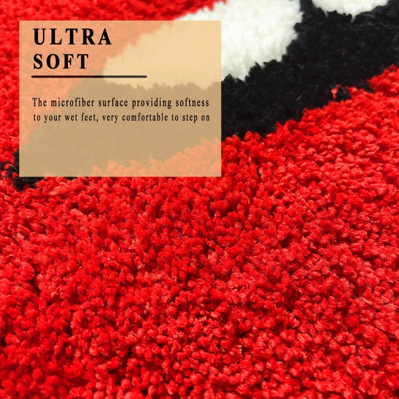 UKELER Red Lip Bath Mat for Bathroom Cool Decorative Kids Bedroom Rugs Non-Slip Washable Cute Bathroom Rugs Accent Small Area Rug for Girls Funny Absorbent Shower Rug 35''?20'' - Image 4
