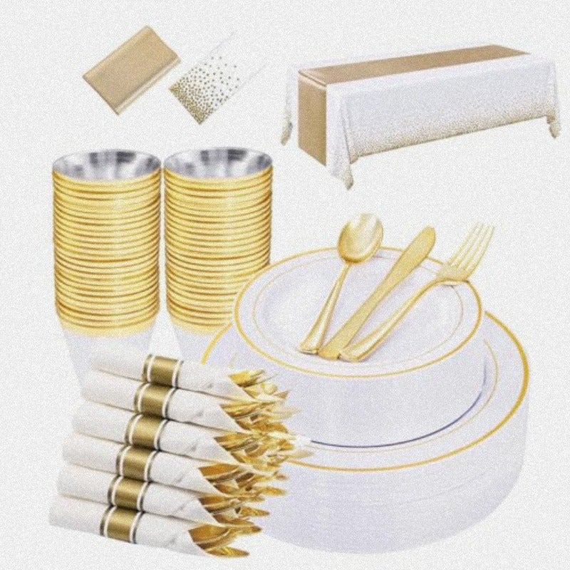 Disposable Plastic Cutlery Set 72 Pieces Party Supplies Party Dinnerware Disposable Party Tableware Set for Weddings Anniversary Family Gathering Parties Birthday 10 Guests - Image 1