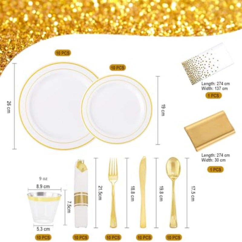 Disposable Plastic Cutlery Set 72 Pieces Party Supplies Party Dinnerware Disposable Party Tableware Set for Weddings Anniversary Family Gathering Parties Birthday 10 Guests - Image 2