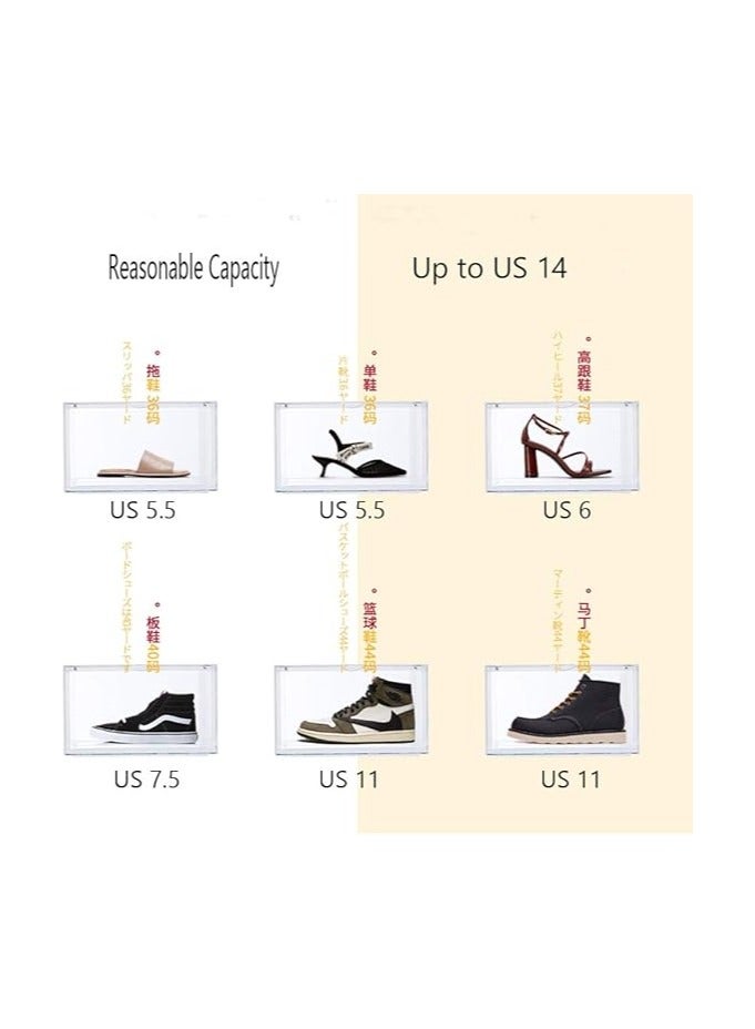 AOTENG STAR Clear Shoes Boxes Magnetic Side Open Transparent Sneaker Storage Shoes Box Stackable Foldable Storage Shoe Boxes -One Box 