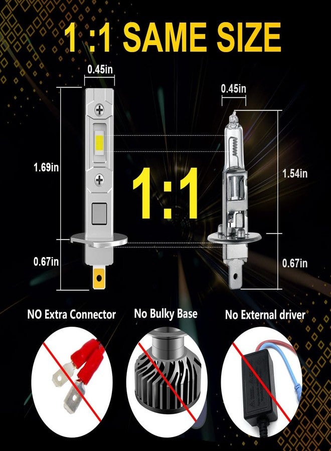 NOVCAPAR 2024 Newest H1 LED Bulbs Upgrade +600% Brighter 24000LM 120W,High and Low Beam,6500K Cool White,1:1 Mini Size Plug and Play,Non-Polarity,Fanless H1 LED Fog Light Bulbs,Pack of 2 - Image 2