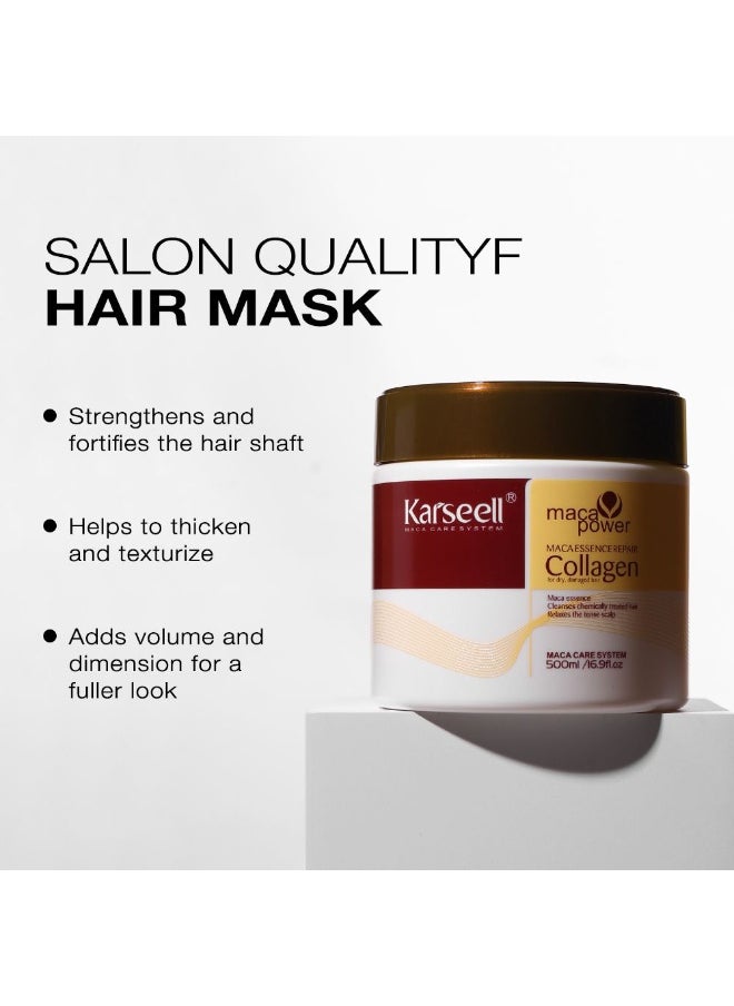 Karseell Karseell Collagen Hair Treatment Deep Repair Conditioning Argan Oil Collagen Hair Mask Essence for Dry Damaged Hair All Hair Types 500ml  - Image 4