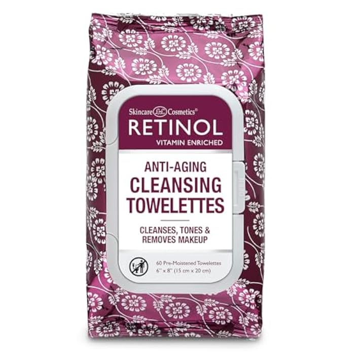 RETINOL LIVAURA Retinol Anti-Aging Cleansing Towelettes – All-in-One Cleanser, Toner & Makeup Remover in a Convenient Pre-Moistened Wipe – On-The-Go Exfoliating, Toning & Hydrating Leaves Skin Clean - Image 1