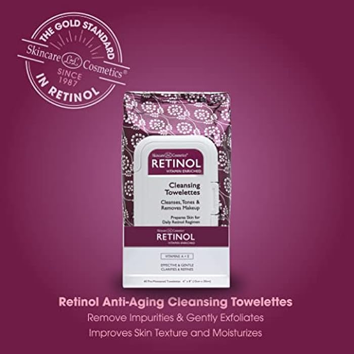 RETINOL LIVAURA Retinol Anti-Aging Cleansing Towelettes – All-in-One Cleanser, Toner & Makeup Remover in a Convenient Pre-Moistened Wipe – On-The-Go Exfoliating, Toning & Hydrating Leaves Skin Clean - Image 3