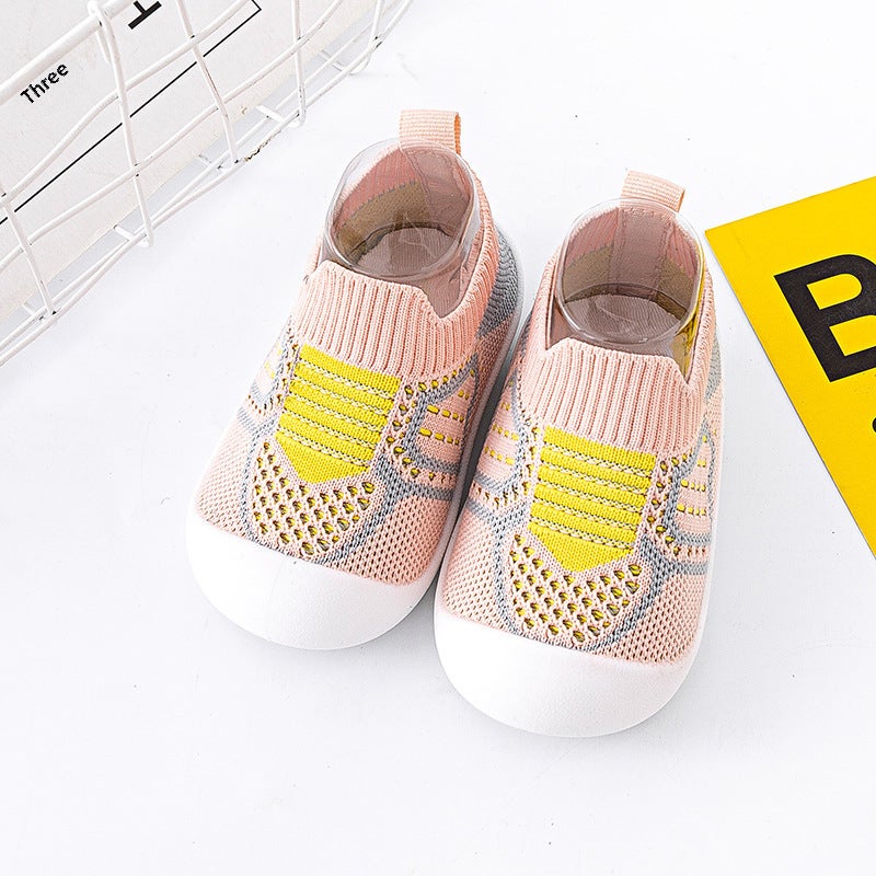Breathable Toddler Sneaker Socks Non-Slip Sole Pink 