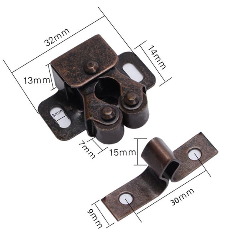 Allwin 6 Pack Cabinet Latch - Double Roller Catch Hardware for Cupboard Closet Kitchen Cabinet Door Latches and RV Cabinet,Bronze - Image 2