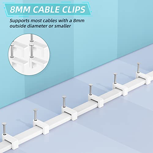 AOPOCKAN TECH Cable Clips Black 100 Pieces Ethernet Cable Clips with Steel Nails 8mm Cord Holder for Cat8 Cat7 Cat6 Flat Ethernet Cable - 0.32 inch - Image 2