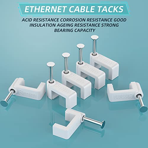 AOPOCKAN TECH Cable Clips Black 100 Pieces Ethernet Cable Clips with Steel Nails 8mm Cord Holder for Cat8 Cat7 Cat6 Flat Ethernet Cable - 0.32 inch - Image 3
