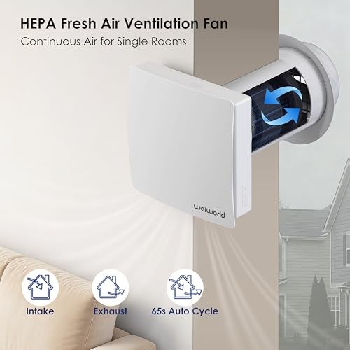 Weiworld Through Wall HEPA Ventilation Fan with WiFi & Remote Control, Ultra Quiet EC Motor Wall Vent, Fresh Air Intake & Air Exchange System for Bedroom, Home Office, Attic - Image 2